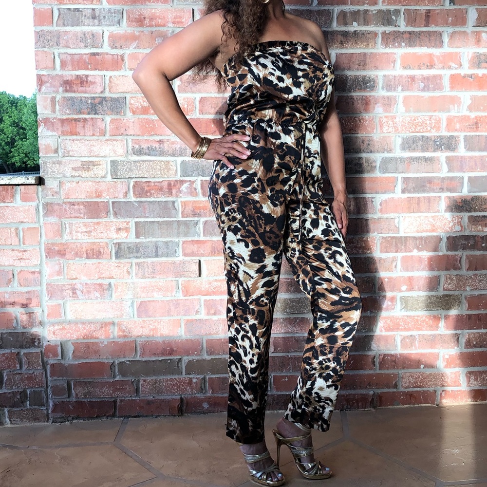 Silk Animal Print Romper - Picture 3 of 3